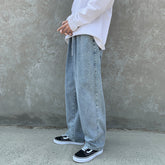 Men Jeans Loose Straight Wide Leg Pants
